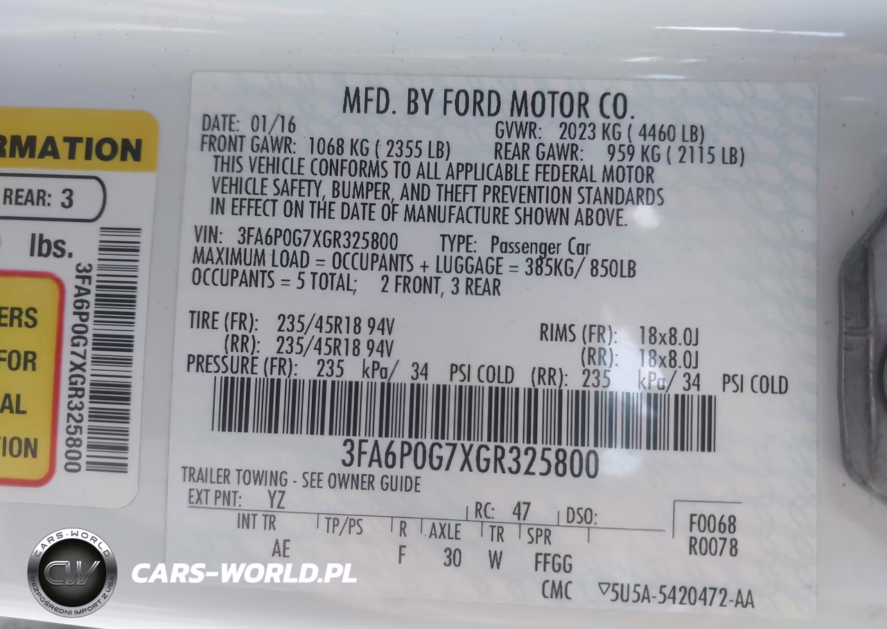 2016 Ford Fusion S VIN:3FA6P0G7XGR325800 - 9