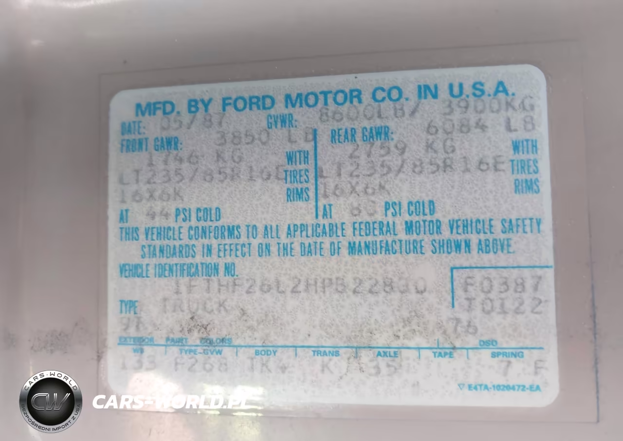 1987 Ford F250 VIN:1FTHF26L2HPB22800 - 9