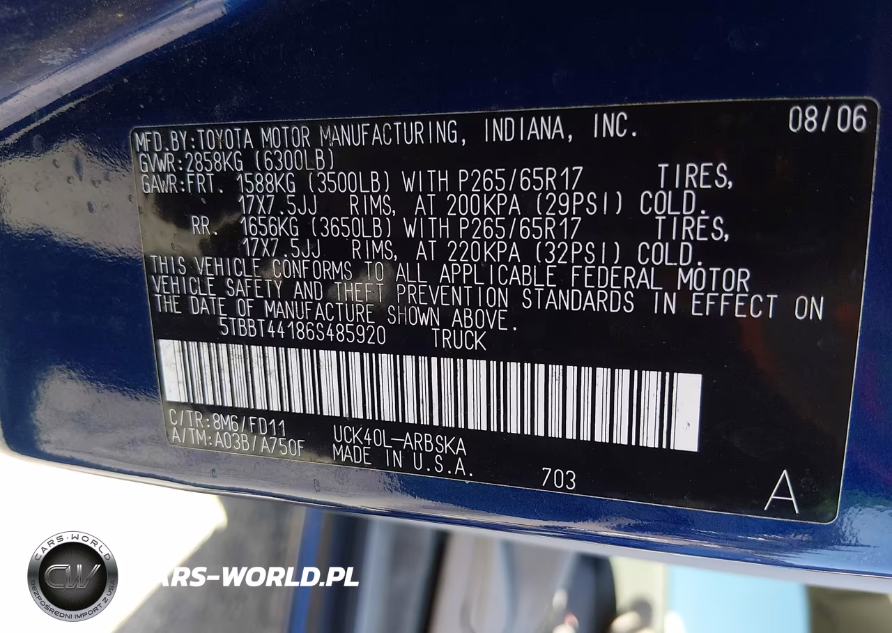 2006 Toyota Tundra Sr5 V8 VIN:5TBBT44186S485920 - 9