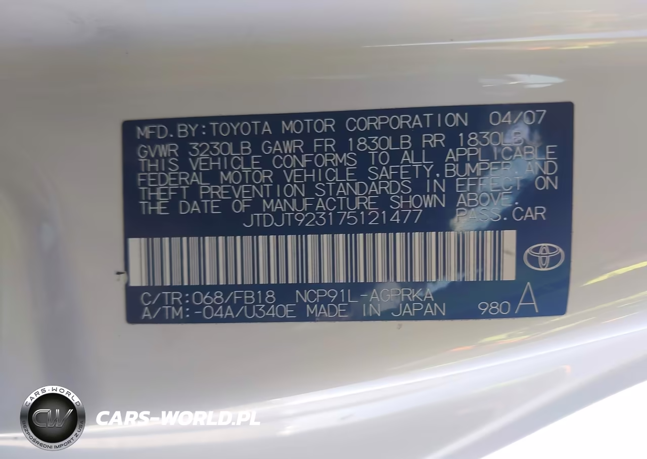 2007 Toyota Yaris VIN:JTDJT923175121477 - 9