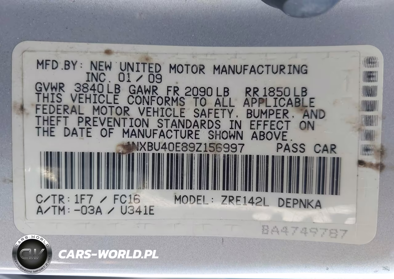 2009 Toyota Corolla Xle VIN:1NXBU40E89Z156997 - 9
