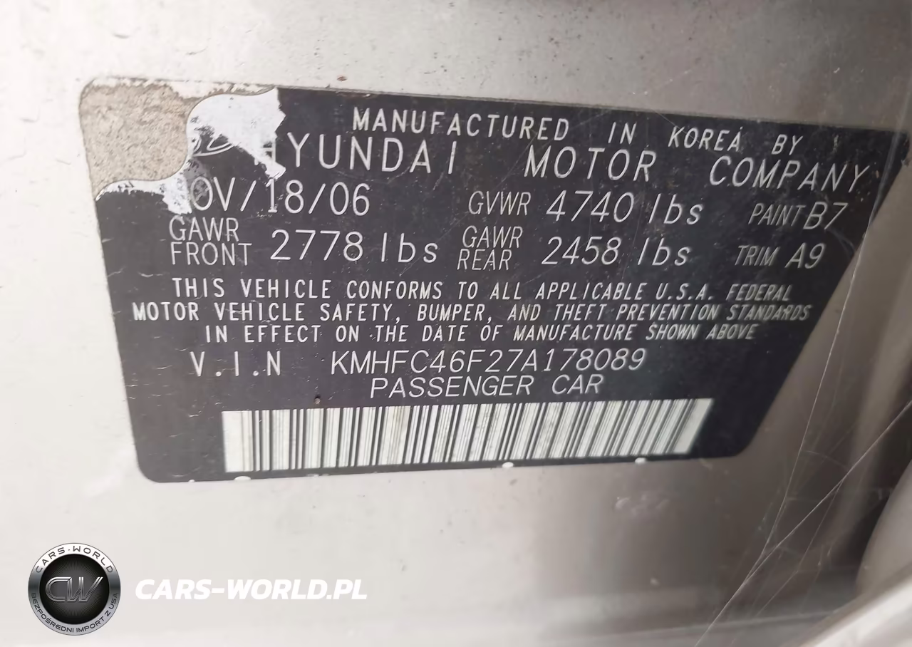 2007 Hyundai Azera Limited-Se VIN:KMHFC46F27A178089 - 9