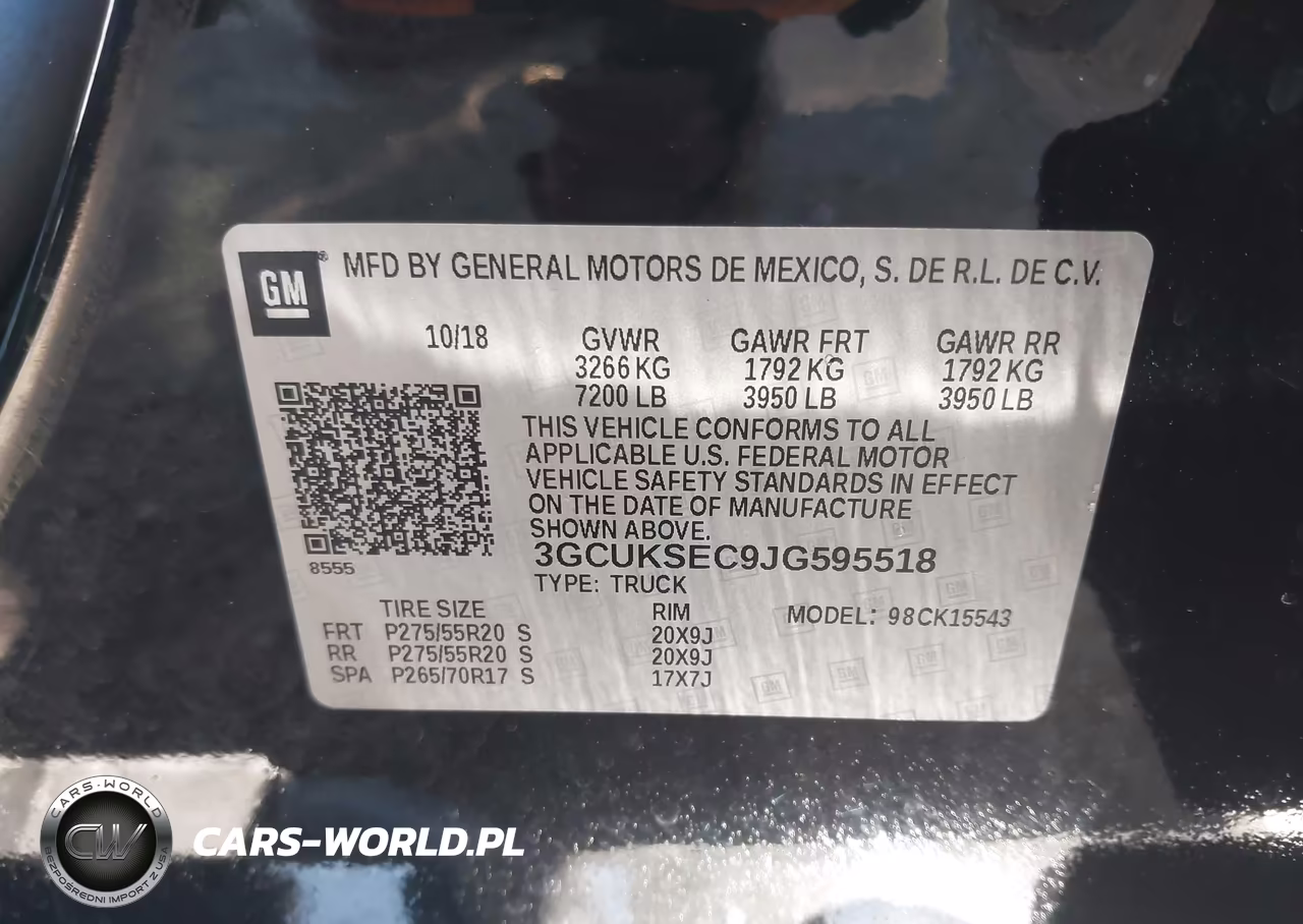 2018 Chevrolet Silverado 1500 2Lz VIN:3GCUKSEC9JG595518 - 9