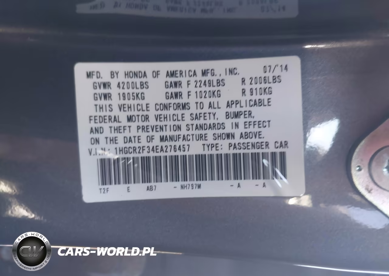 2014 Honda Accord Lx VIN:1HGCR2F34EA276457 - 9