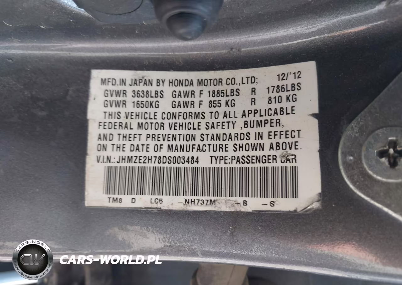 2013 Honda Insight Ex VIN:JHMZE2H78DS003484 - 9