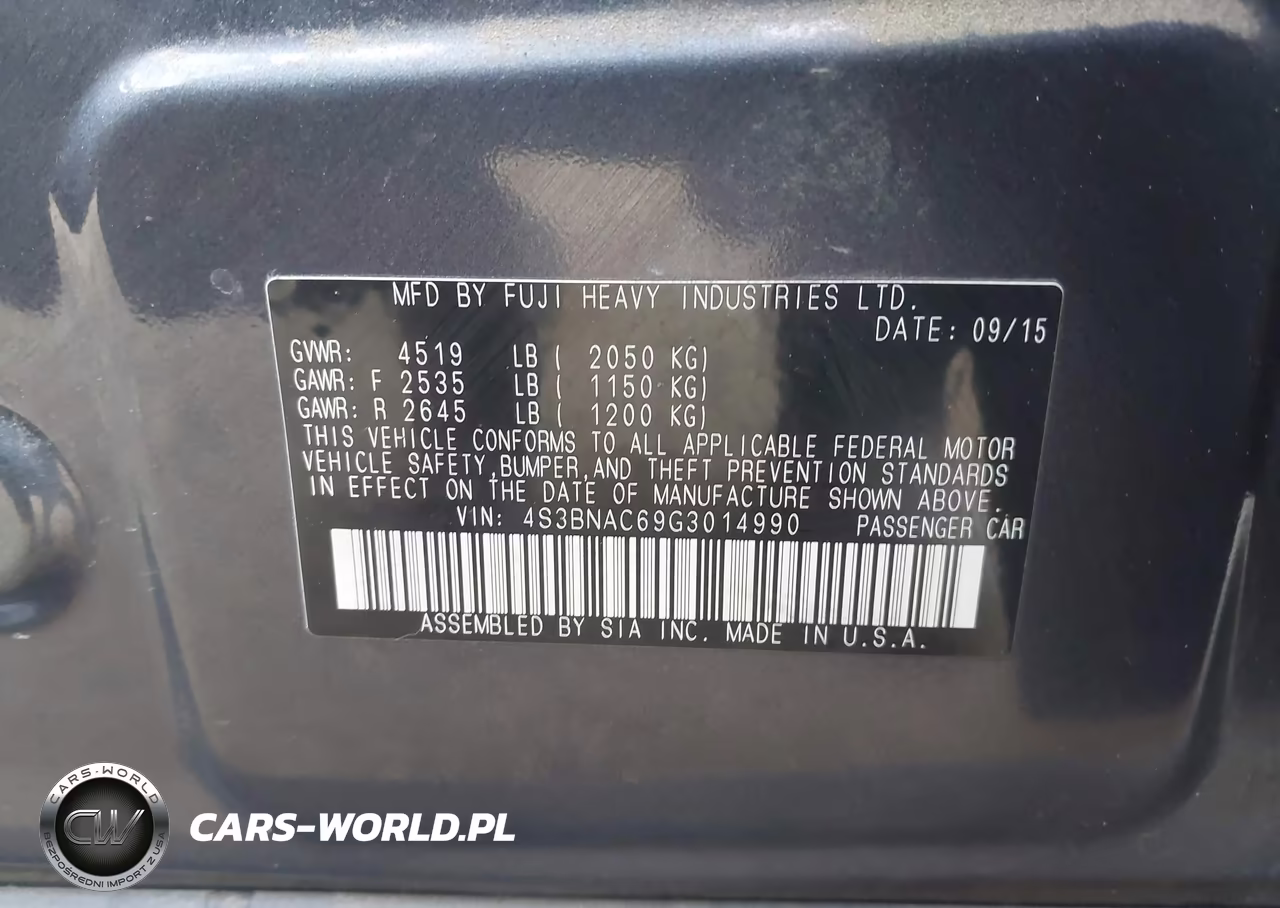 2016 Subaru Legacy 2.5I Premium VIN:4S3BNAC69G3014990 - 9