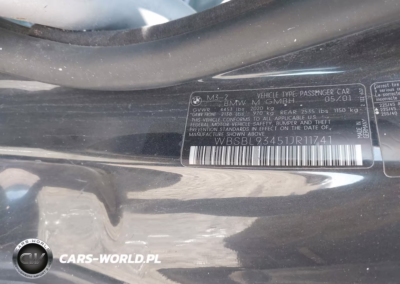 2001 BMW M3 VIN:WBSBL93451JR11741 - 9