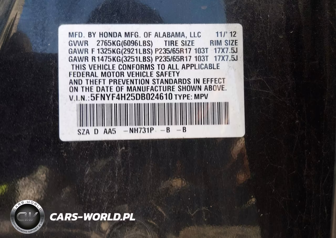2013 Honda Pilot Lx VIN:5FNYF4H25DB024610 - 9