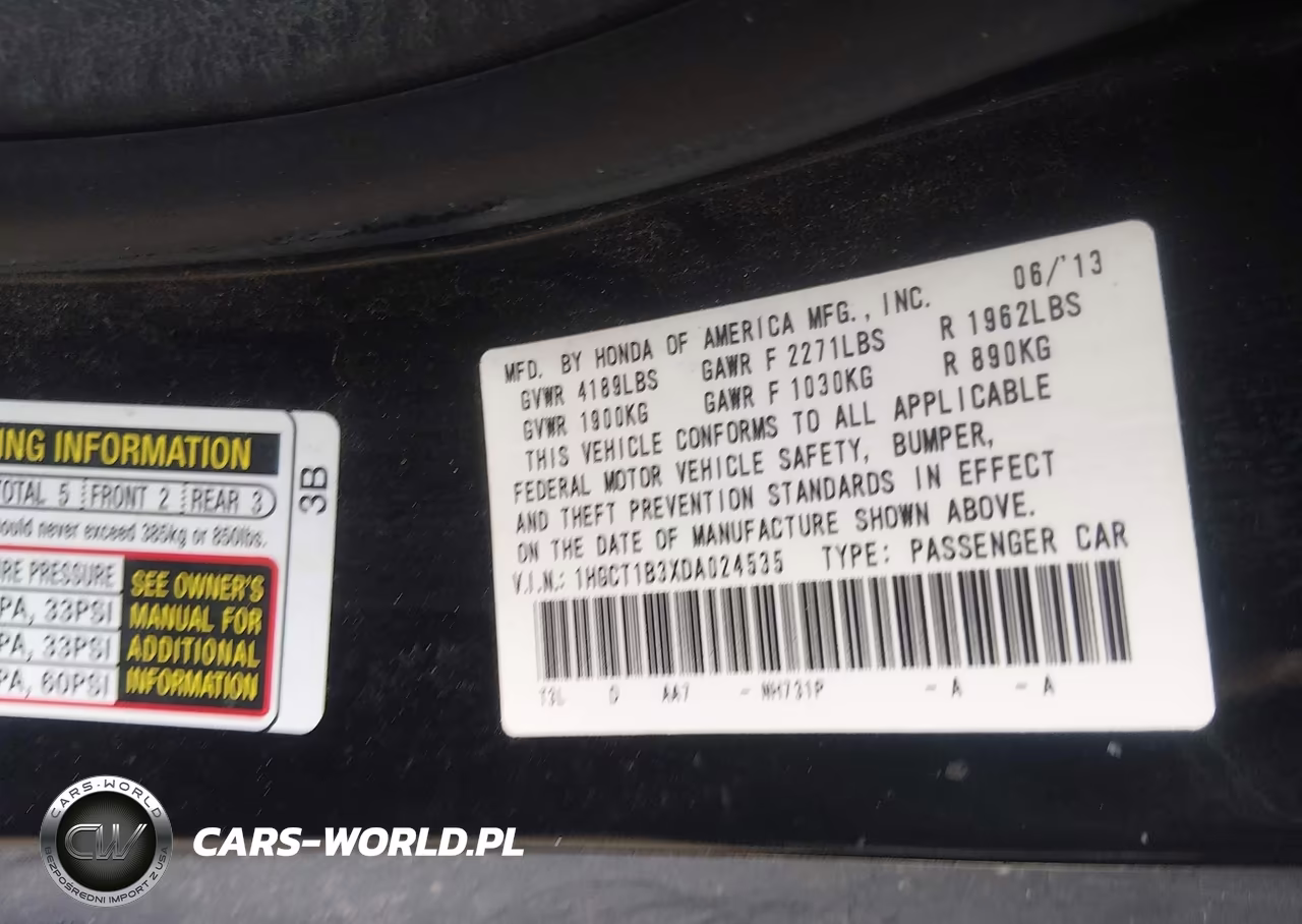 2013 Honda Accord Lx-S VIN:1HGCT1B3XDA024535 - 9