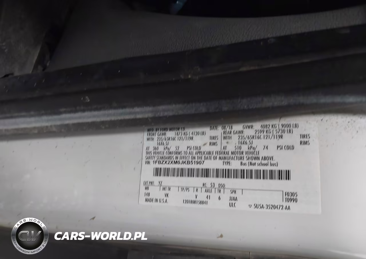 2018 Ford Transit-350 Xl VIN:1FBZX2XM0JKB51907 - 9