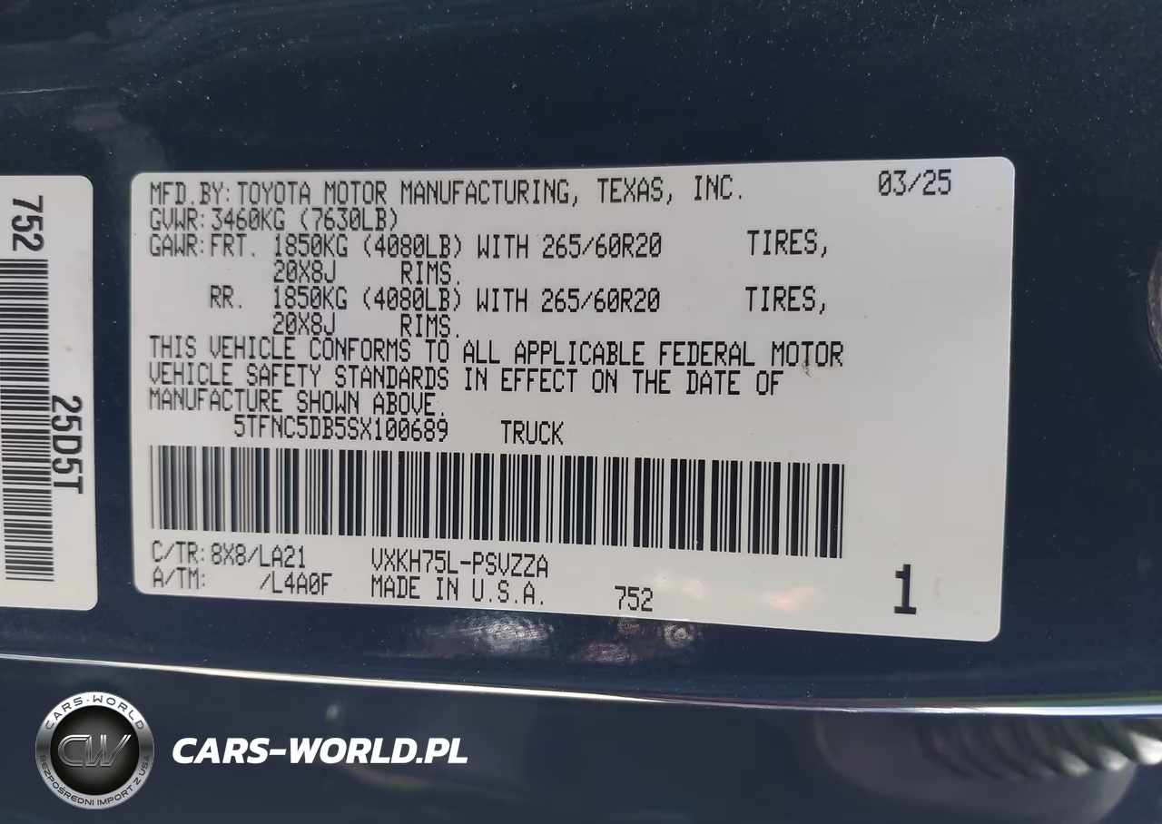 2025 Toyota Tundra Platinum Hv VIN:5TFNC5DB5SX100689 - 9