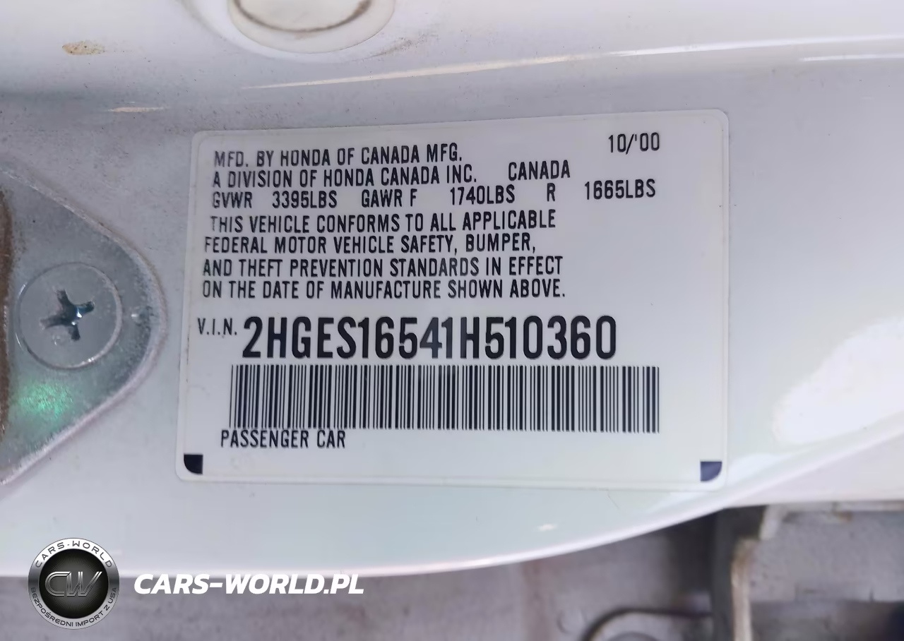 2001 Honda Civic Lx VIN:2HGES16541H510360 - 9