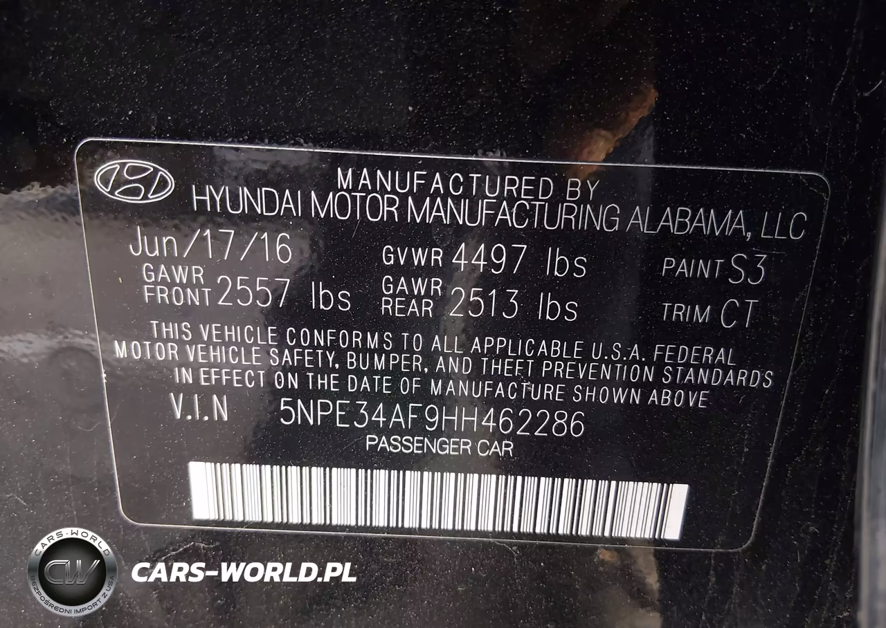 2017 Hyundai Sonata Sport VIN:5NPE34AF9HH462286 - 9