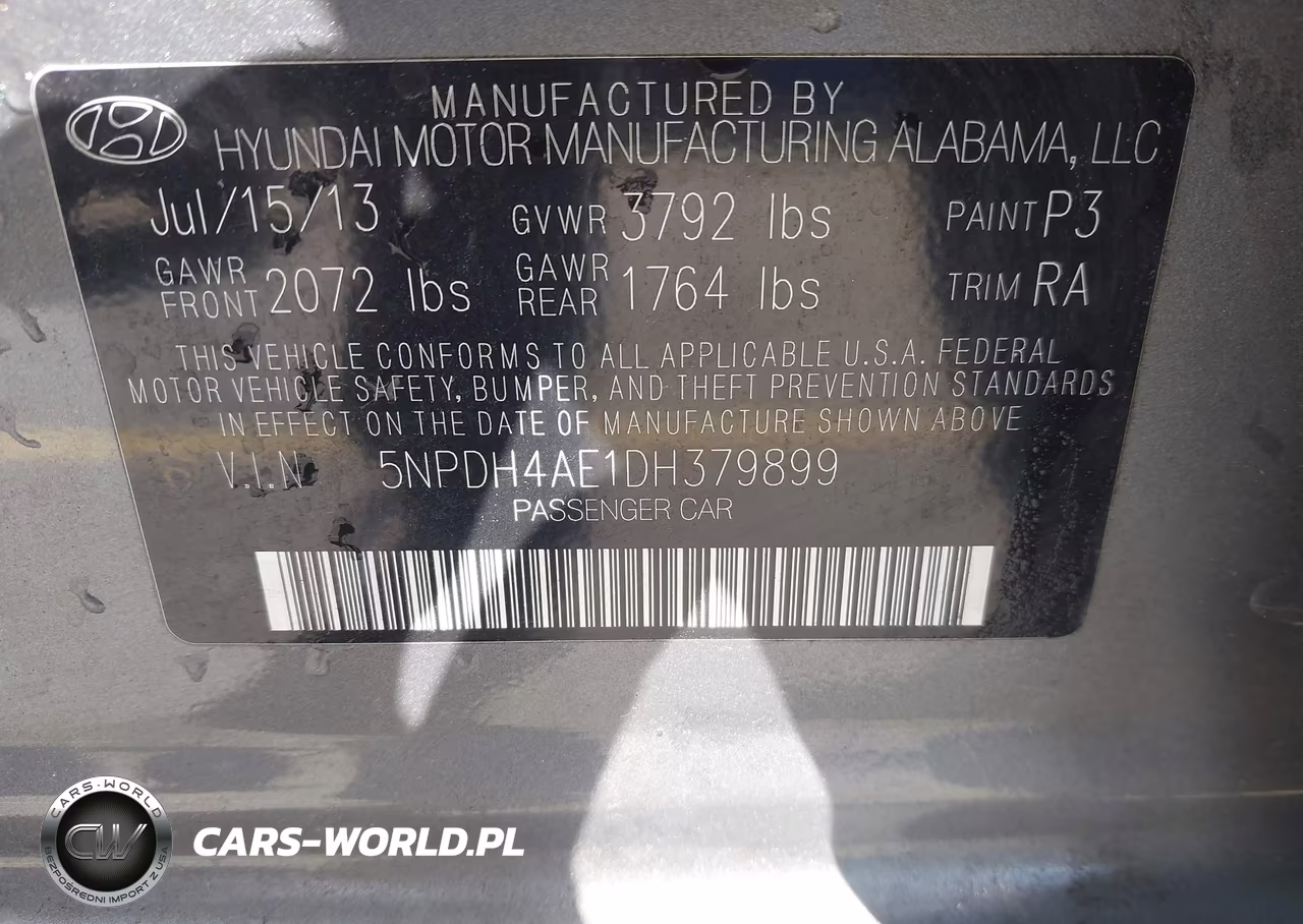 2013 Hyundai Elantra Gls VIN:5NPDH4AE1DH379899 - 9