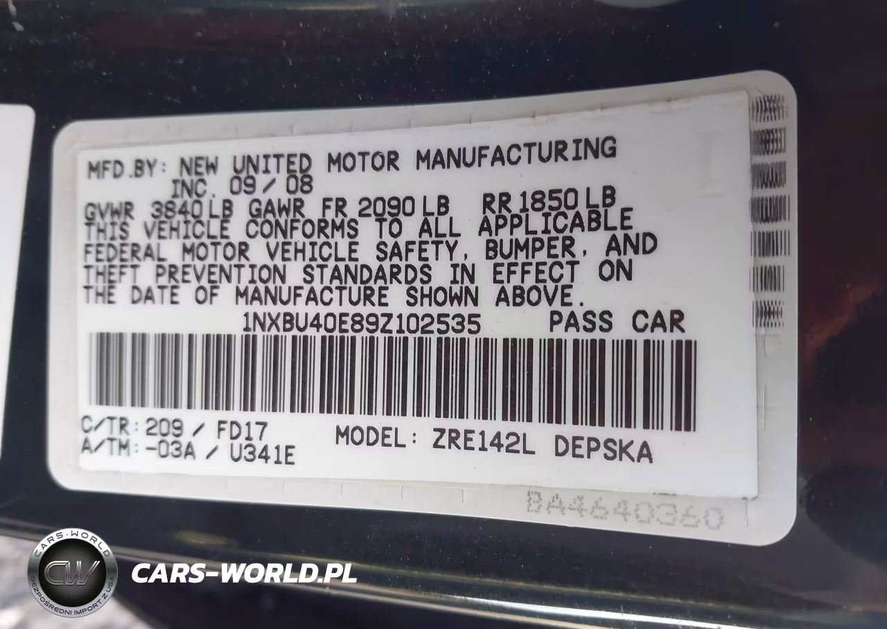 2009 Toyota Corolla S VIN:1NXBU40E89Z102535 - 9