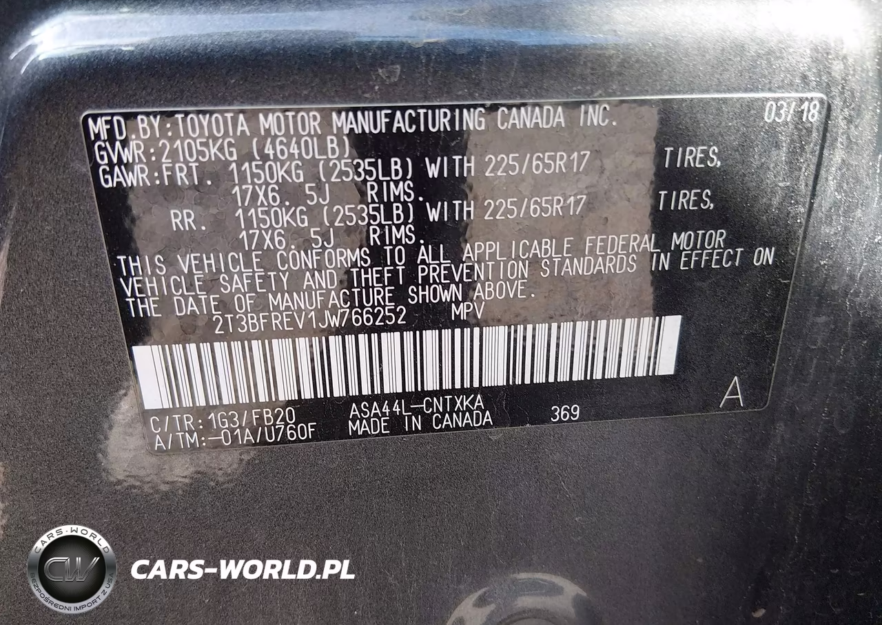 2018 Toyota Rav4 Le VIN:2T3BFREV1JW766252 - 9
