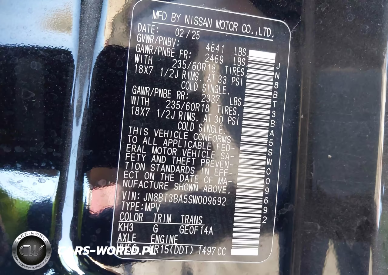 2025 Nissan Rogue Sv Fwd VIN:JN8BT3BA5SW009692 - 9