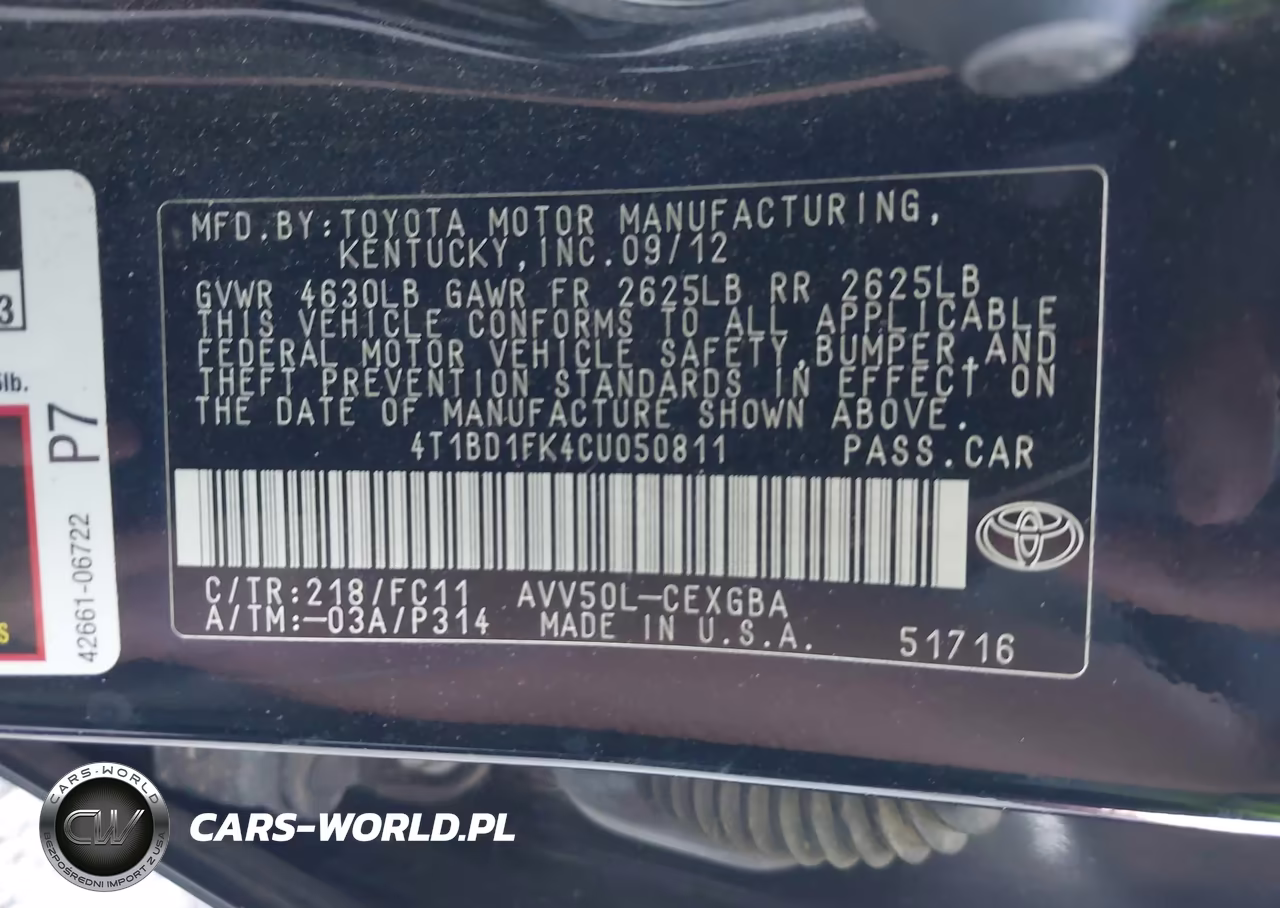 2012 Toyota Camry Hybrid Xle VIN:4T1BD1FK4CU050811 - 9