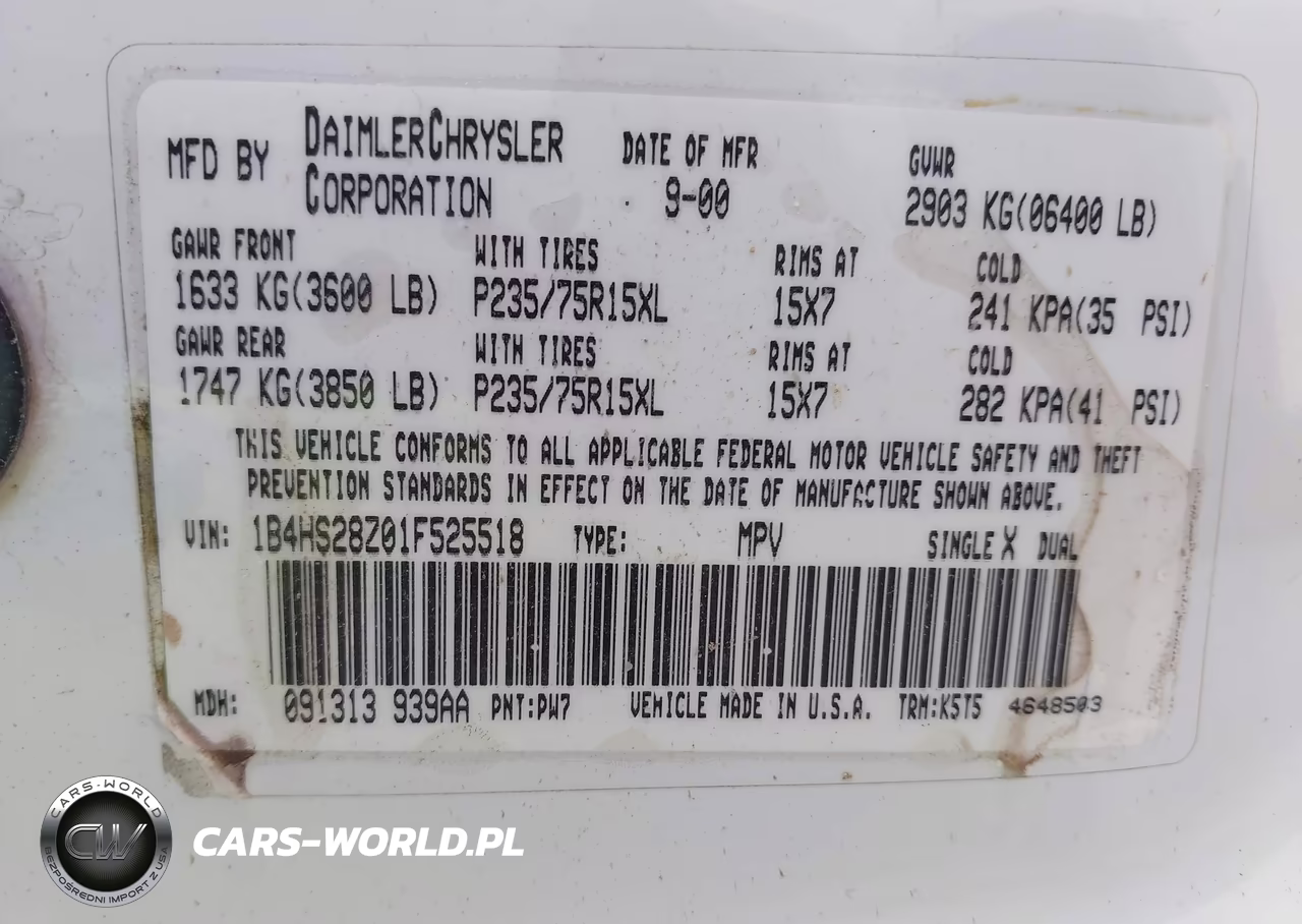 2001 Dodge Durango Slt VIN:1B4HS28Z01F525518 - 9