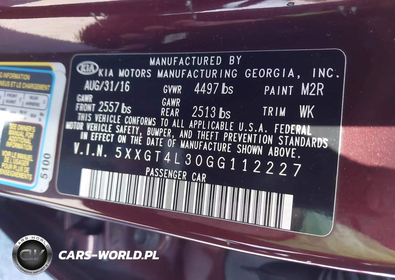 2016 Kia Optima Lx VIN:5XXGT4L30GG112227 - 9