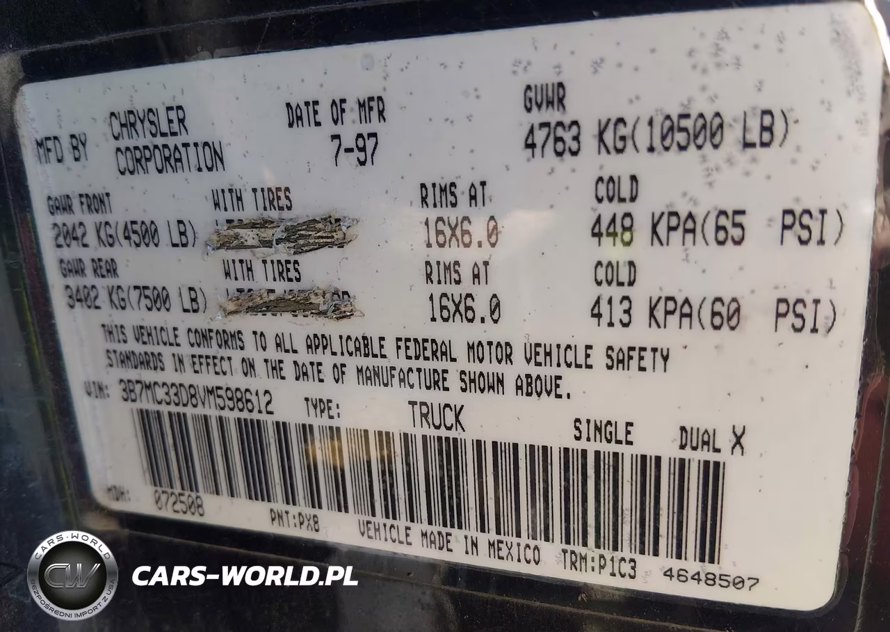 1997 Dodge Ram 3500 St VIN:3B7MC33D8VM598612 - 8