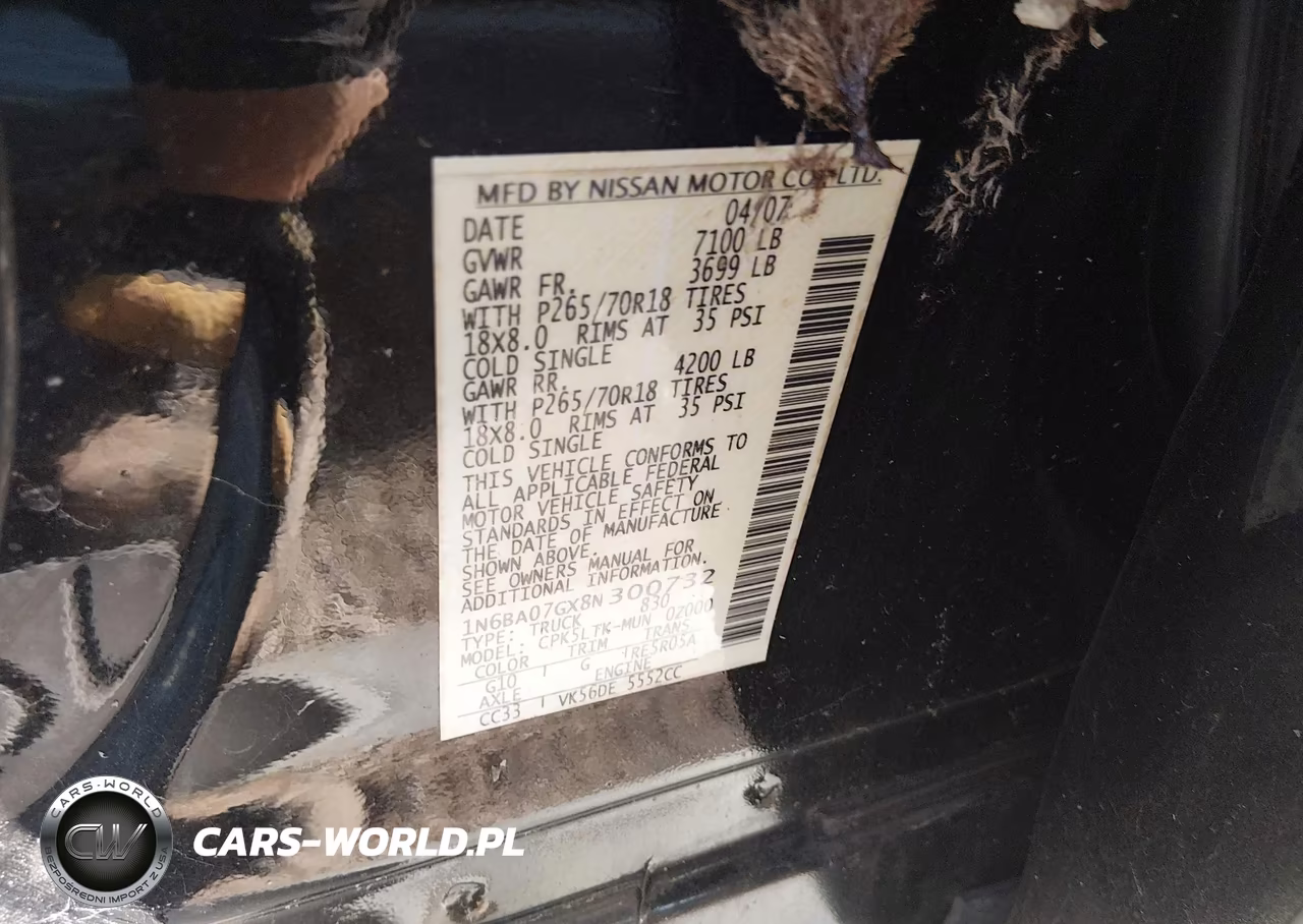 2008 Nissan Titan Se VIN:1N6BA07GX8N300732 - 9
