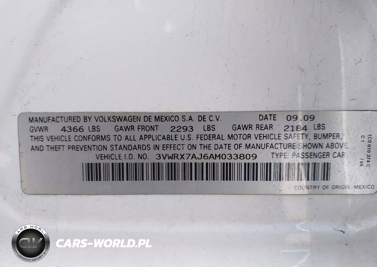 2010 Volkswagen Jetta Se VIN:3VWRX7AJ6AM033809 - 9
