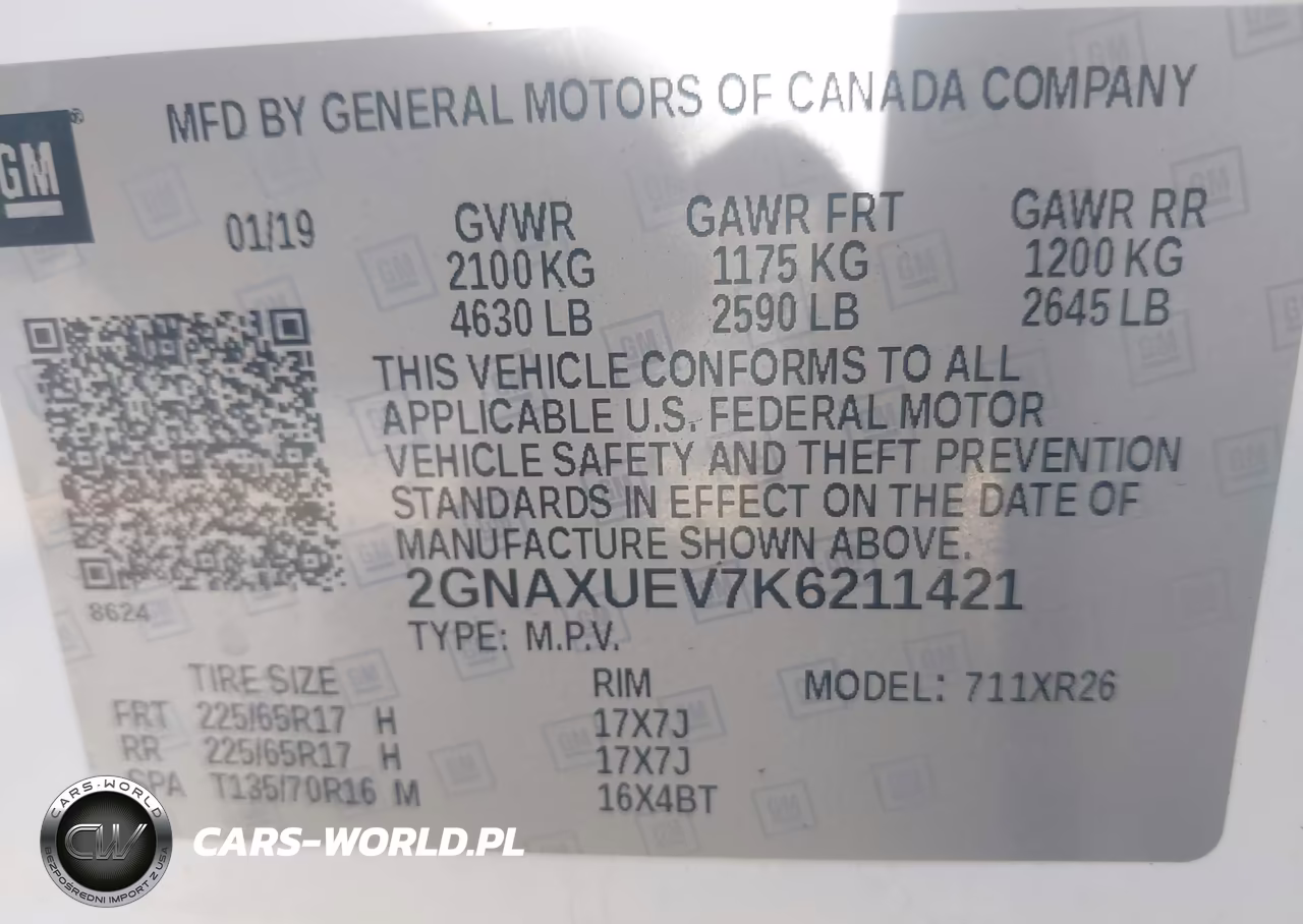2019 Chevrolet Equinox Lt VIN:2GNAXUEV7K6211421 - 9