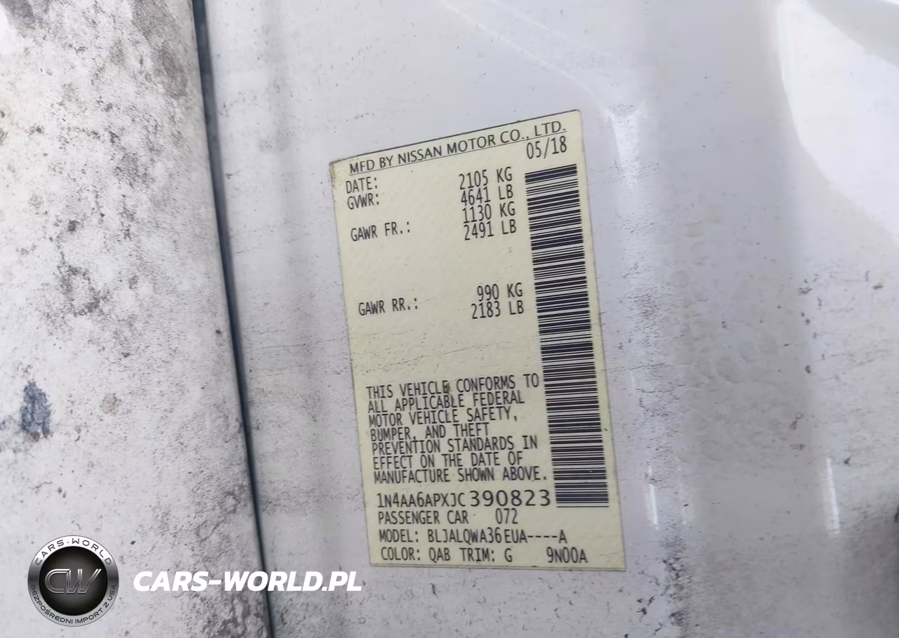 2018 Nissan Maxima 3.5 S VIN:1N4AA6APXJC390823 - 9