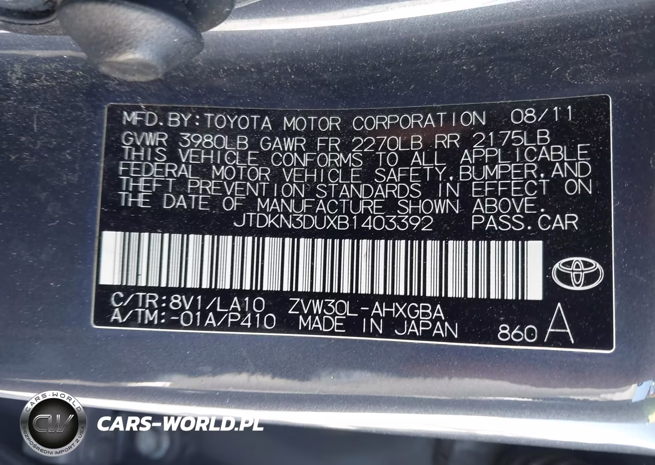 2011 Toyota Prius Four VIN:JTDKN3DUXB1403392 - 9