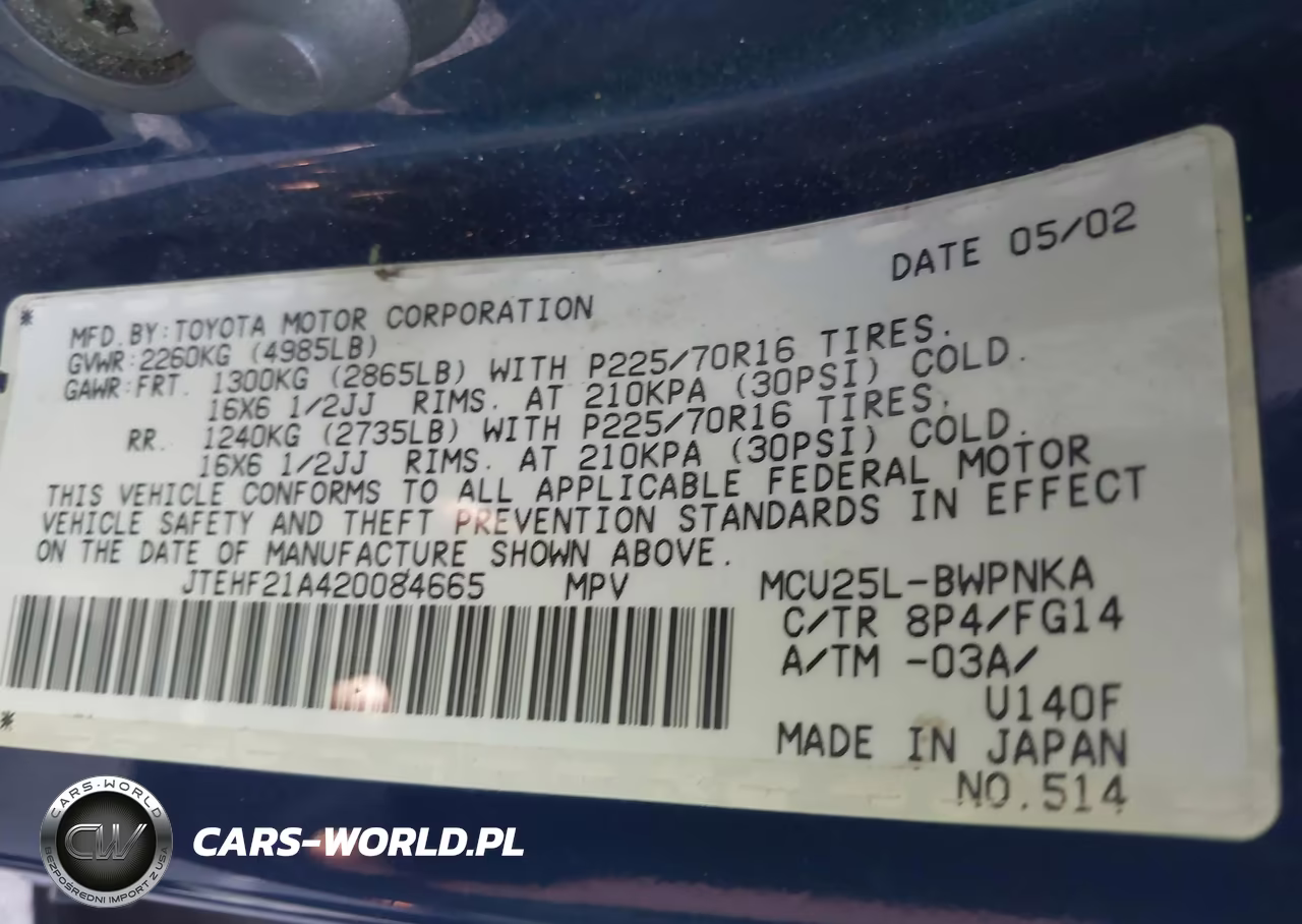 2002 Toyota Highlander V6 VIN:JTEHF21A420084665 - 9