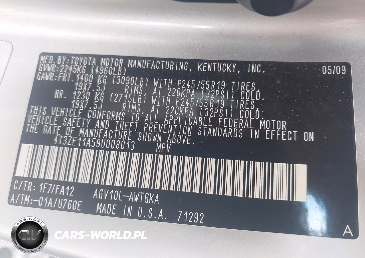 2009 Toyota Venza VIN:4T3ZE11A59U008013 - 9