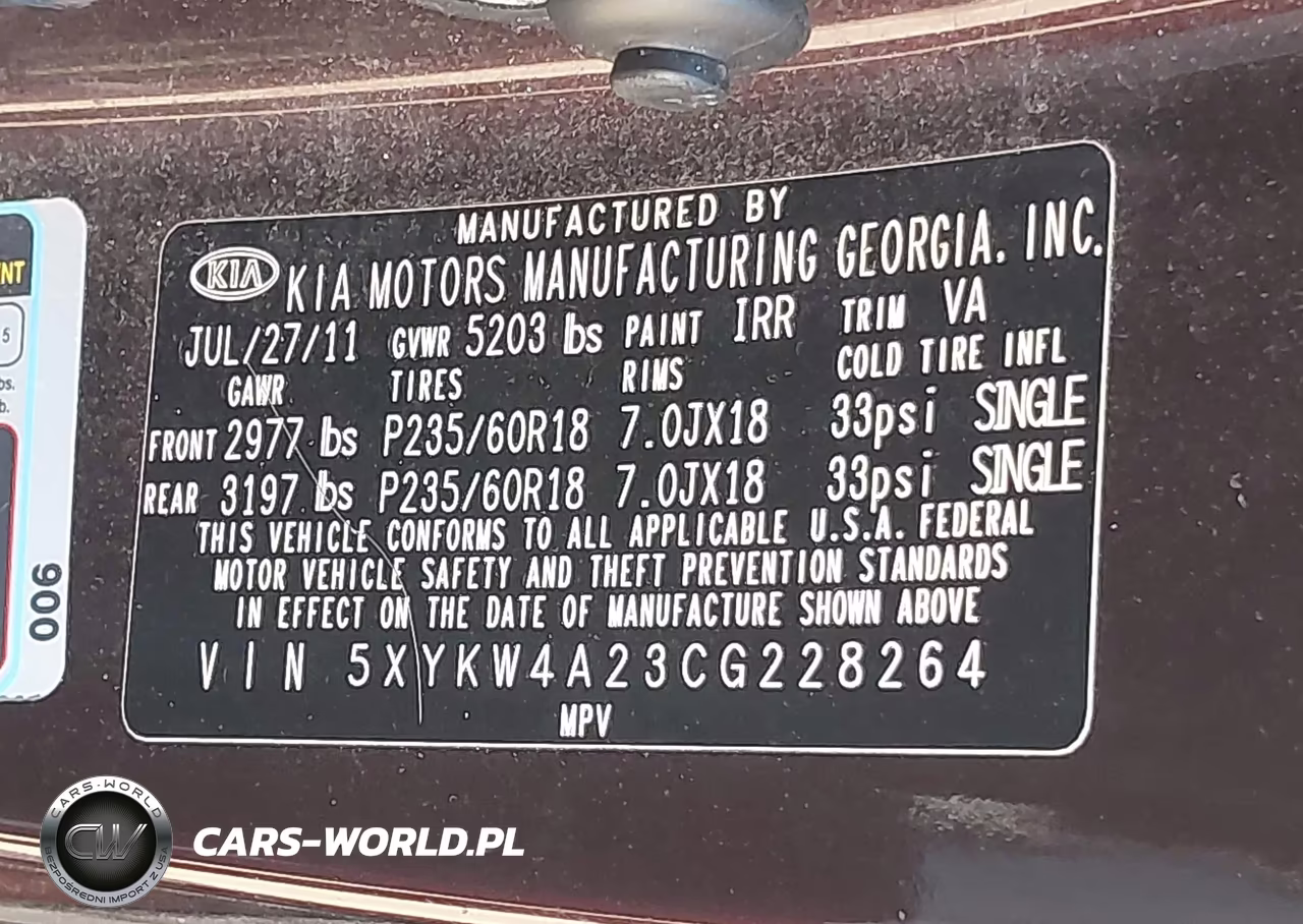 2012 Kia Sorento Sx V6 VIN:5XYKW4A23CG228264 - 9