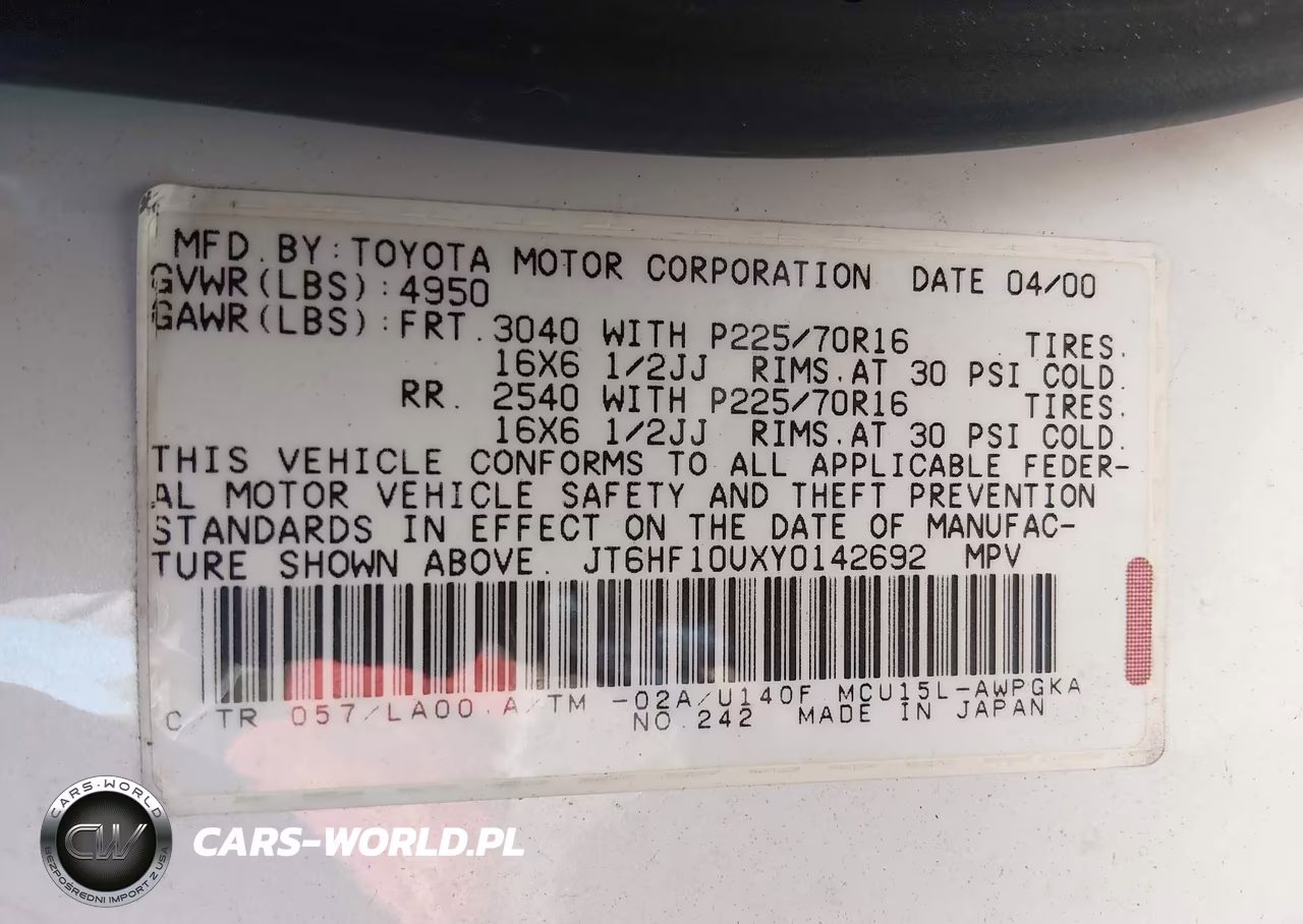 2000 Lexus Rx 300 VIN:JT6HF10UXY0142692 - 9
