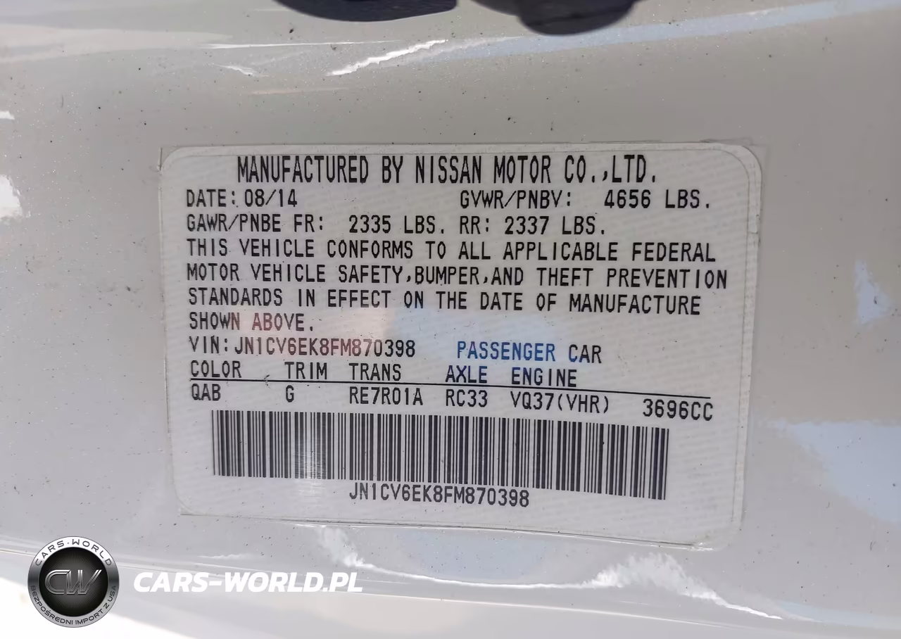 2015 Infiniti Q60 Journey VIN:JN1CV6EK8FM870398 - 9