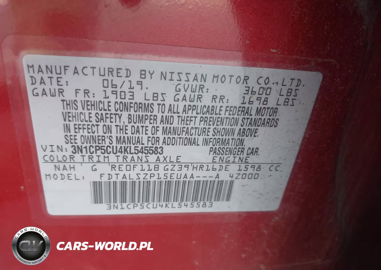 2019 Nissan Kicks Sv VIN:3N1CP5CU4KL545583 - 9