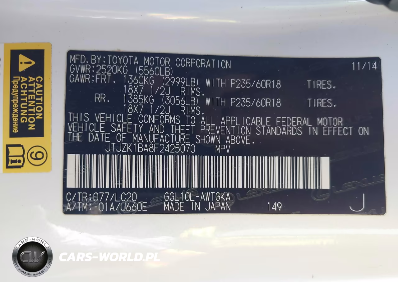 2015 Lexus Rx 350 VIN:JTJZK1BA8F2425070 - 9