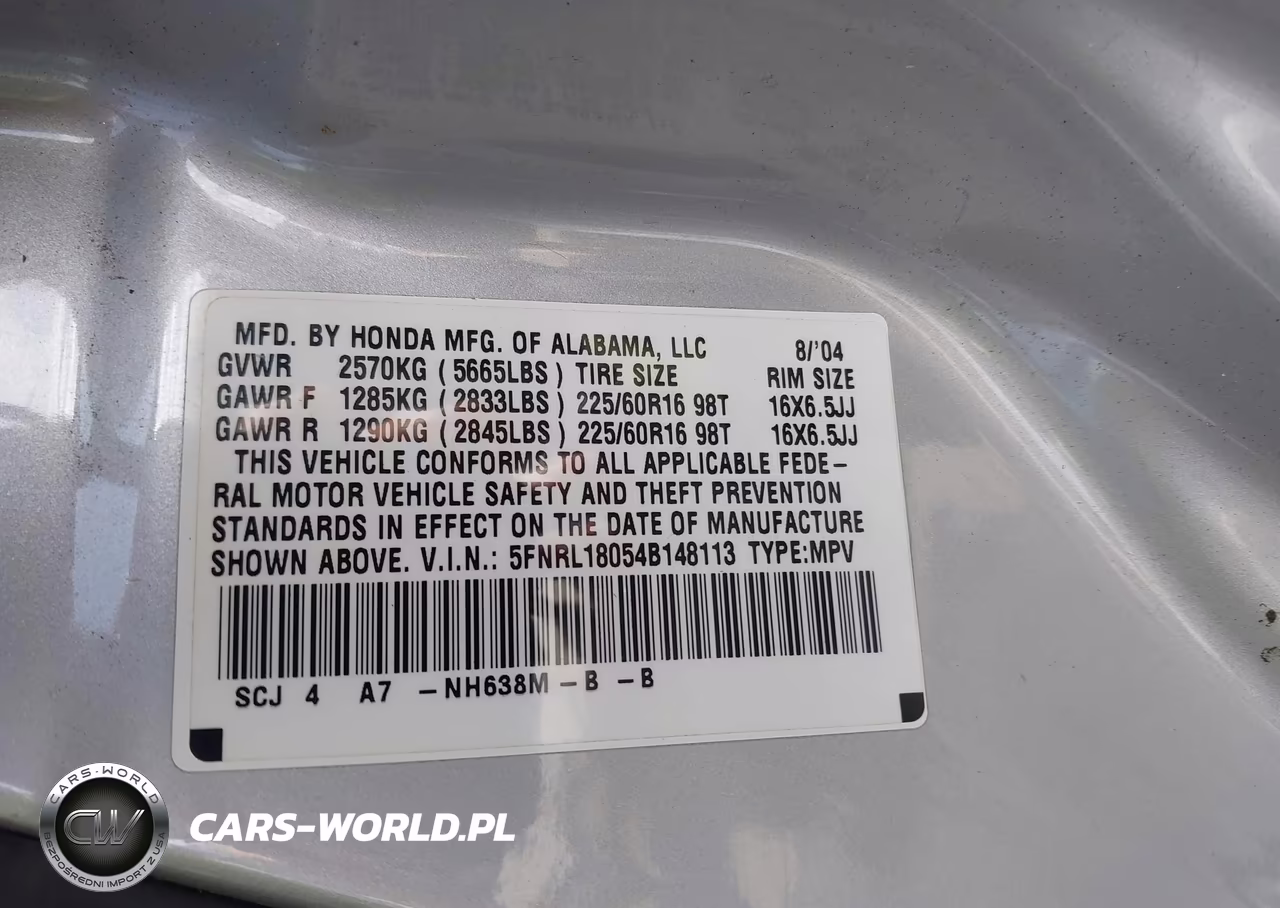 2004 Honda Odyssey Ex-L VIN:5FNRL18054B148113 - 9