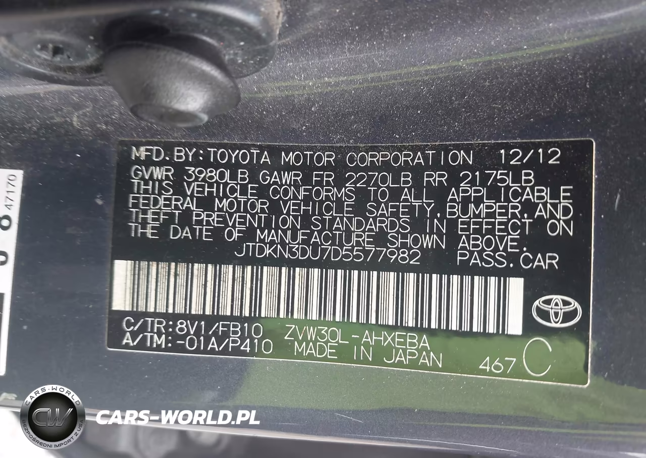 2013 Toyota Prius Two VIN:JTDKN3DU7D5577982 - 9