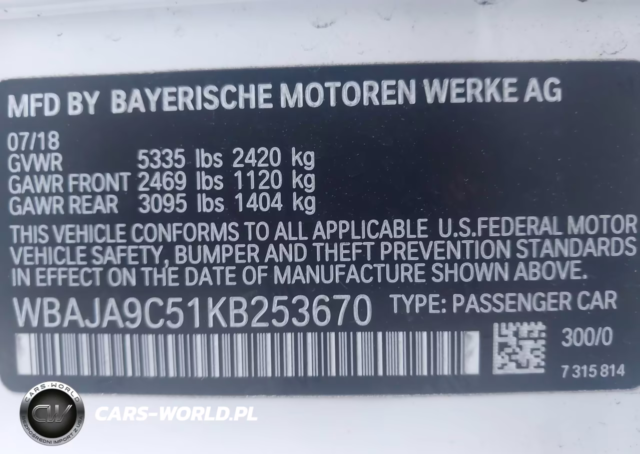 2019 BMW 530E Iperformance VIN:WBAJA9C51KB253670 - 9