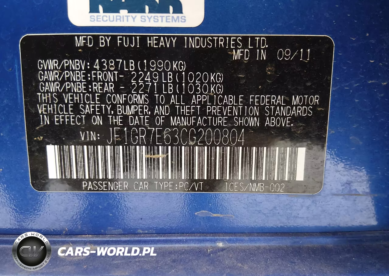 2012 Subaru Impreza Wrx Limited VIN:JF1GR7E63CG200804 - 9