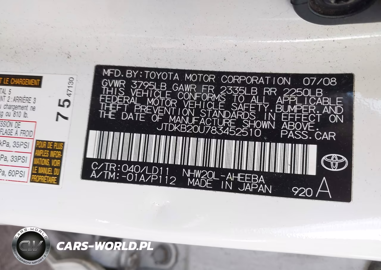 2008 Toyota Prius VIN:JTDKB20U783452510 - 9