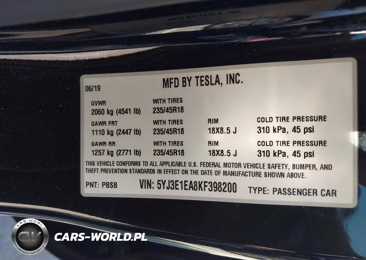 2019 Tesla Model 3 Long Range-Mid Range-Standard Range-Standard Range Plus VIN:5YJ3E1EA8KF398200 - 9