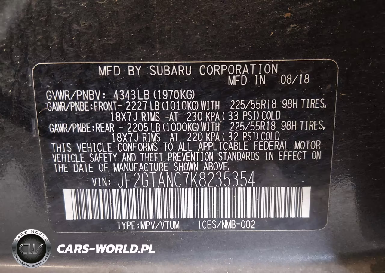 2019 Subaru Crosstrek 2.0I Limited VIN:JF2GTANC7K8235354 - 9