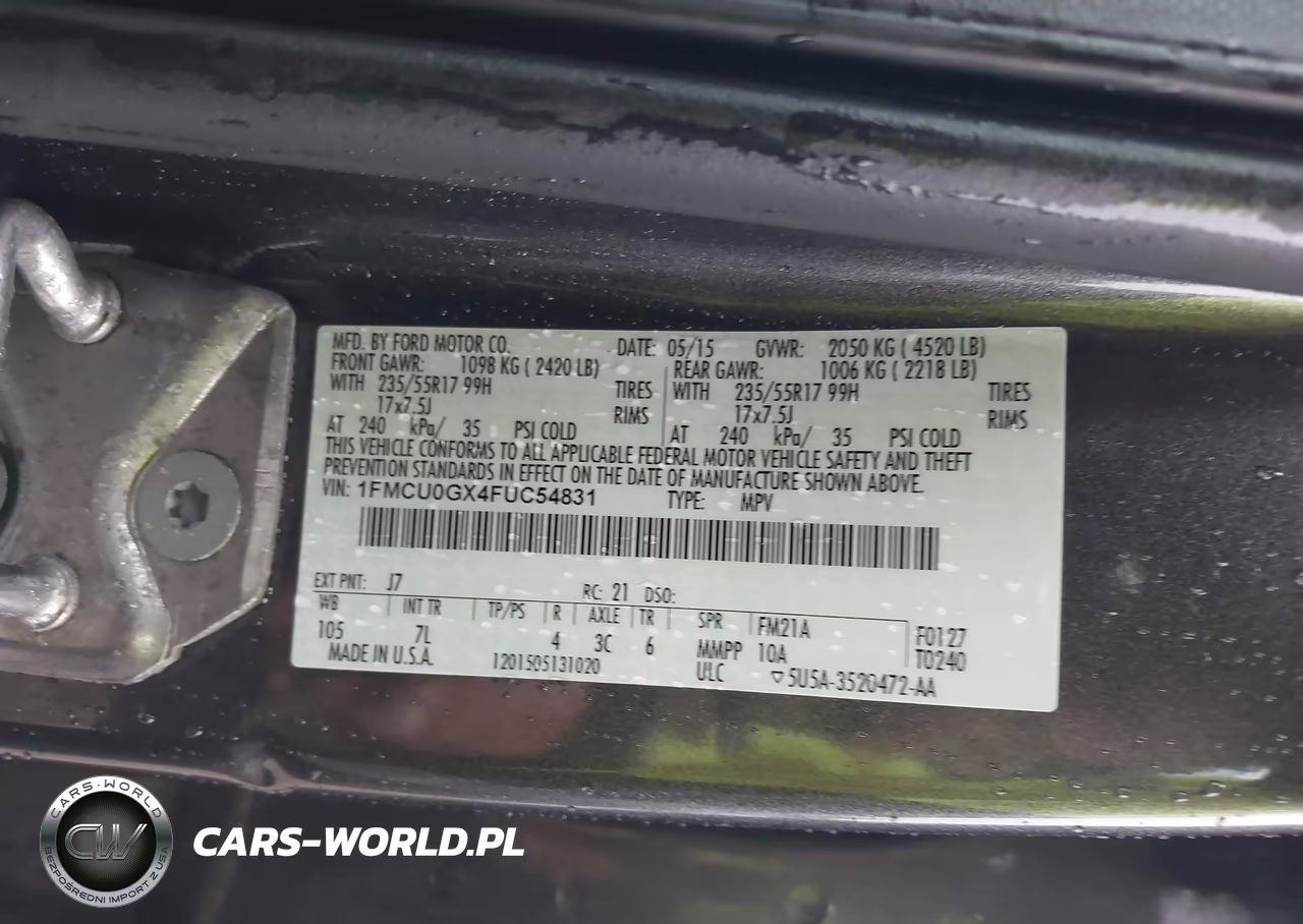 2015 Ford Escape Se VIN:1FMCU0GX4FUC54831 - 9