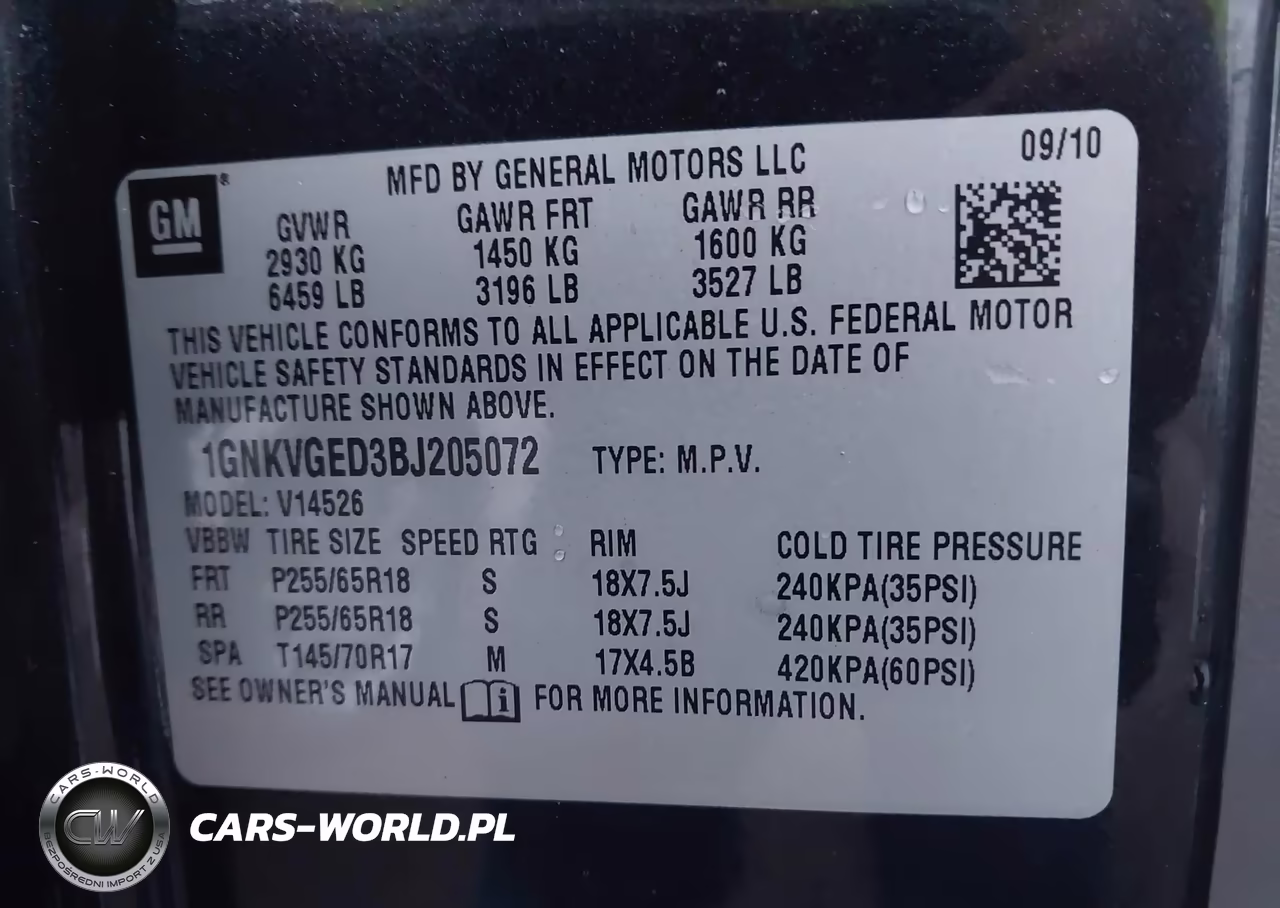 2011 Chevrolet Traverse 1Lt VIN:1GNKVGED3BJ205072 - 9