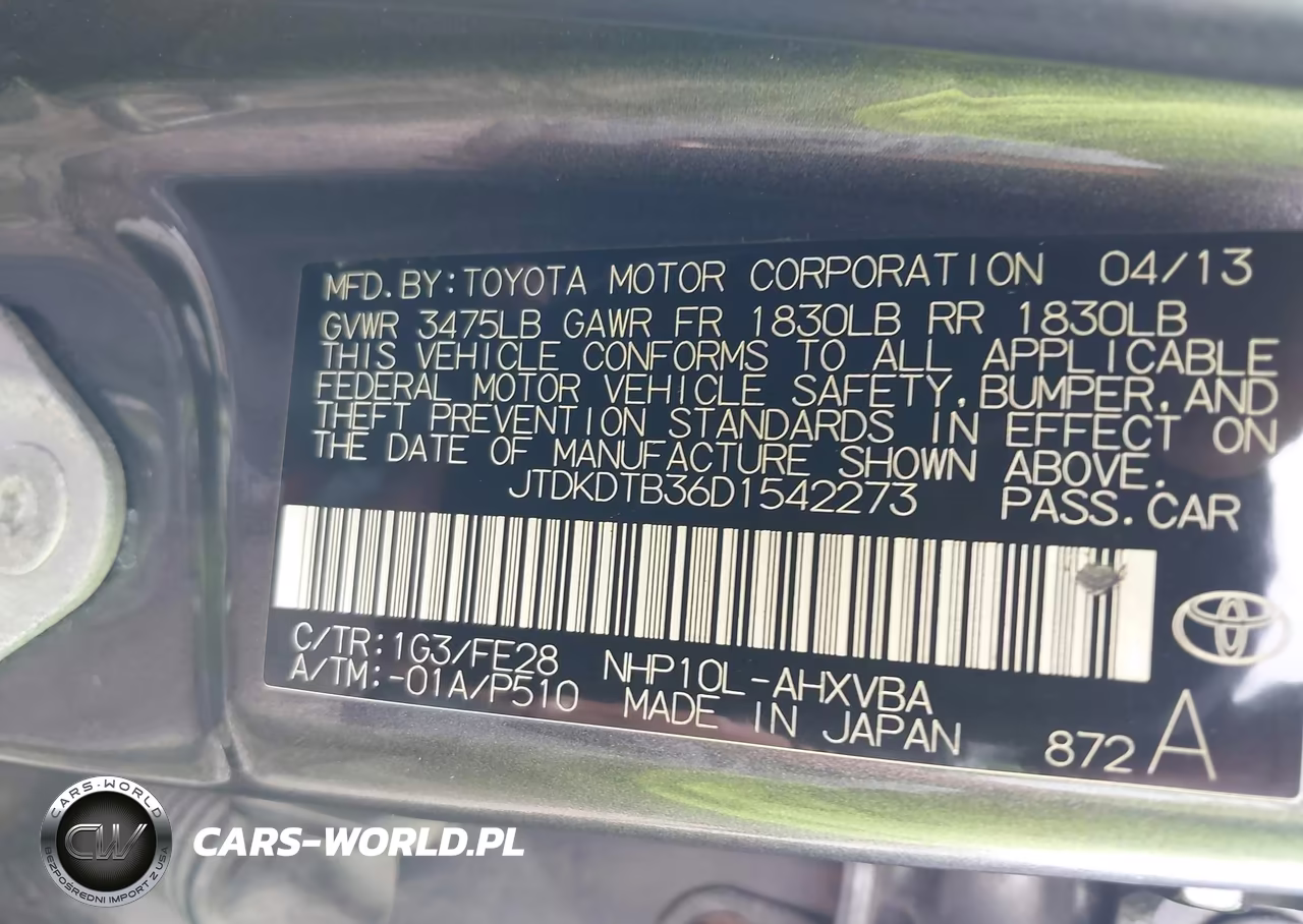 2013 Toyota Prius C One VIN:JTDKDTB36D1542273 - 9