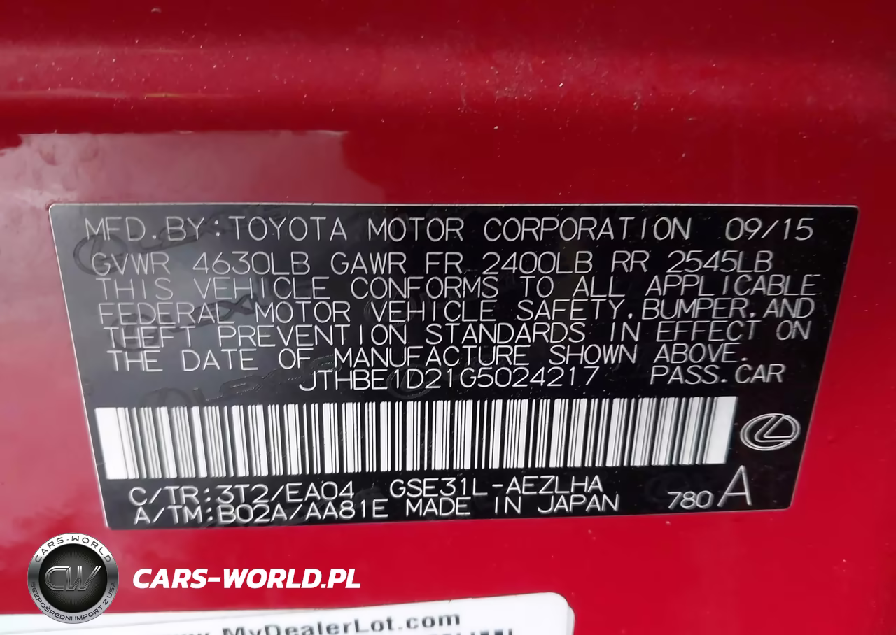 2016 Lexus Is 350 Base VIN:JTHBE1D21G5024217 - 9