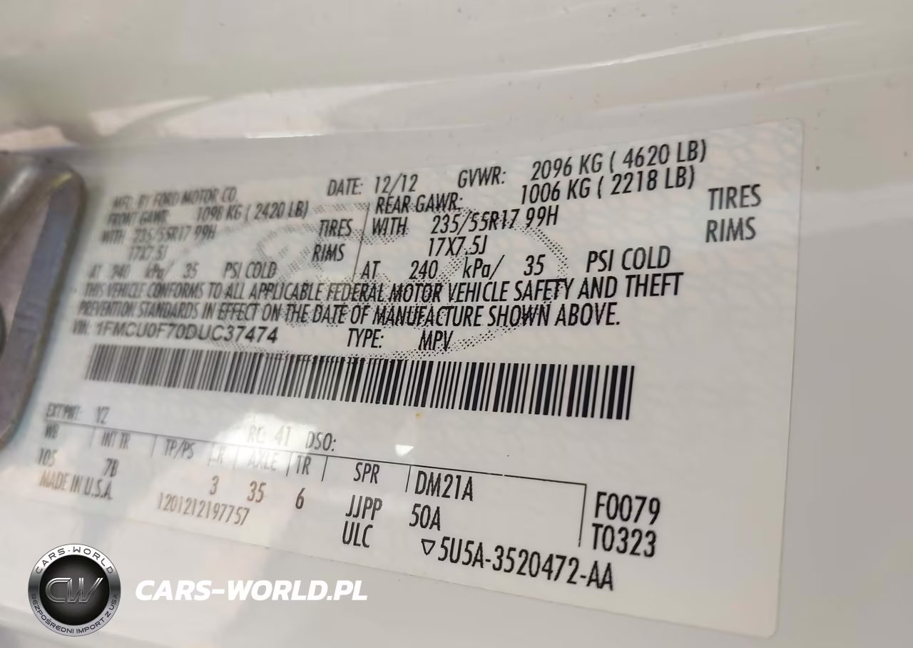 2013 Ford Escape S VIN:1FMCU0F70DUC37474 - 9