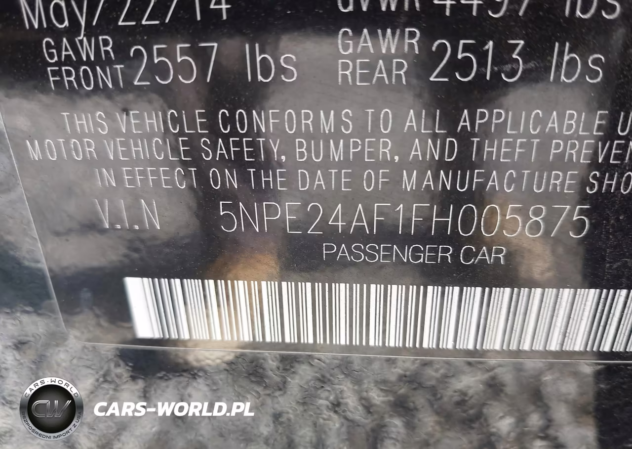 2015 Hyundai Sonata Se VIN:5NPE24AF1FH005875 - 9